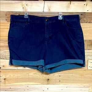 Lane Bryant size 22 Regular Dark Wash Stretchy Blue Jean Shorts with Cuffed Hems